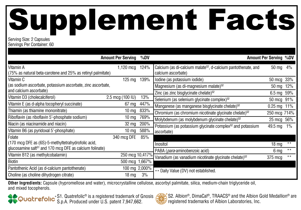 XYMOGEN ActivNutrients® without Copper & Iron 120 Capsules
