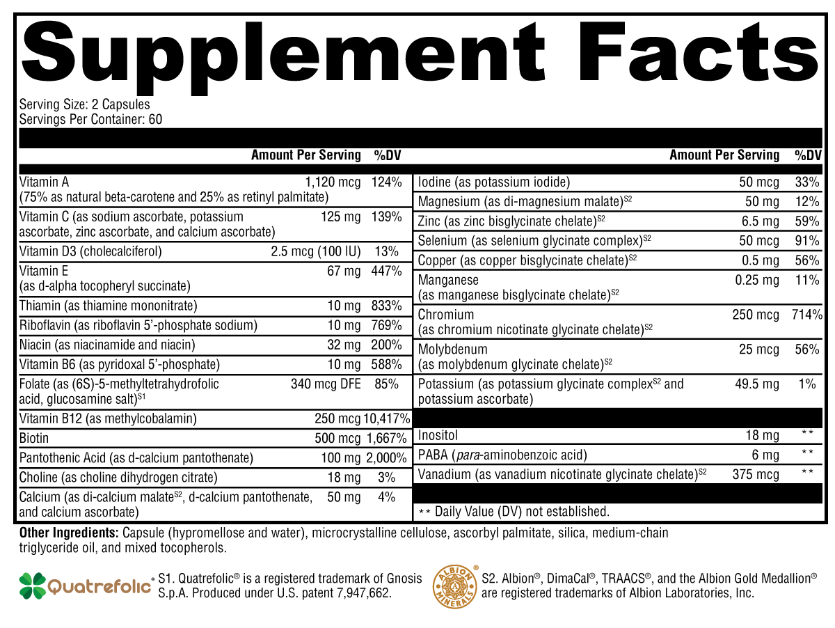 XYMOGEN ActivNutrients® without Iron 120 Capsules