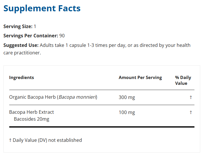 Restorative Formulations - Bacopa - 90 Caps