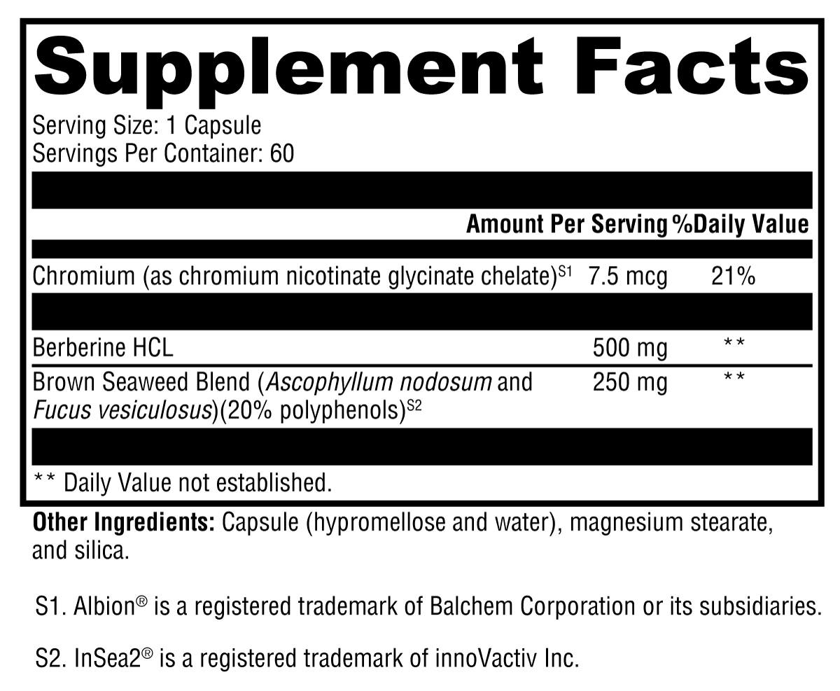 XYMOGEN Berberine with InSea2® 60 Capsules