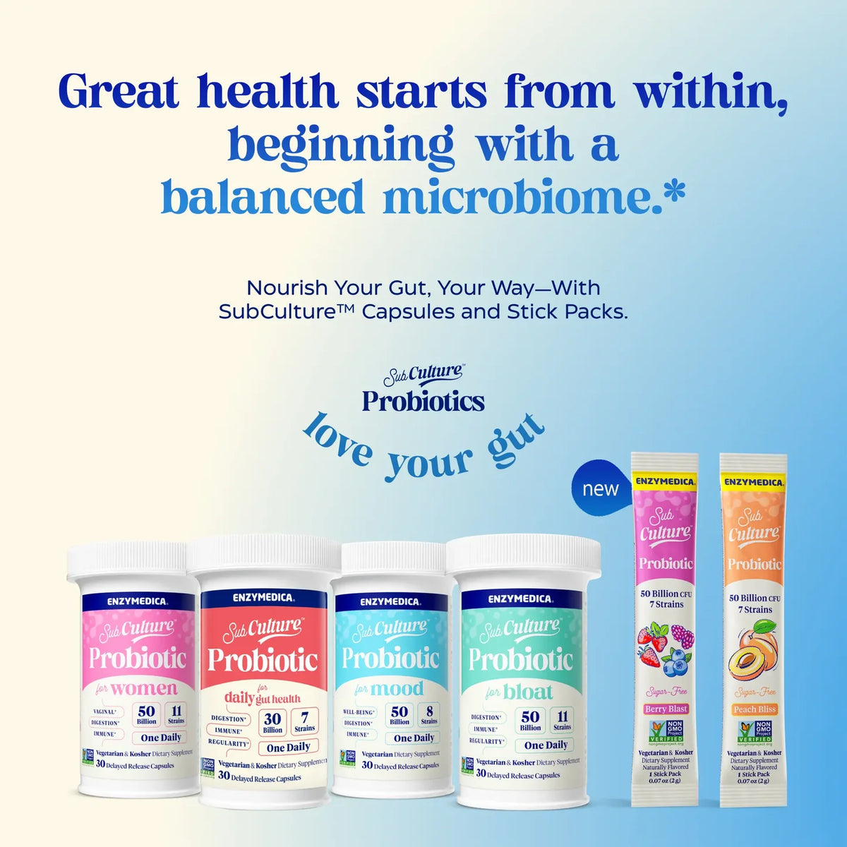 Enzyme Science SubCulture™ SubCulture™ Berry Blast Sugar-Free Probiotic Drink Mix