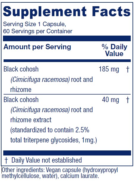 Black Cohosh ~ Cimicifuga Extract Plus 60 Capsules