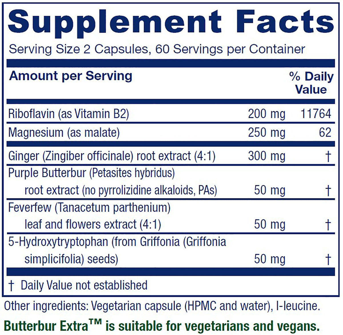 Butterbur Extra™ ~ Brain Chemistry & Vessel Support ~ 120 capsules