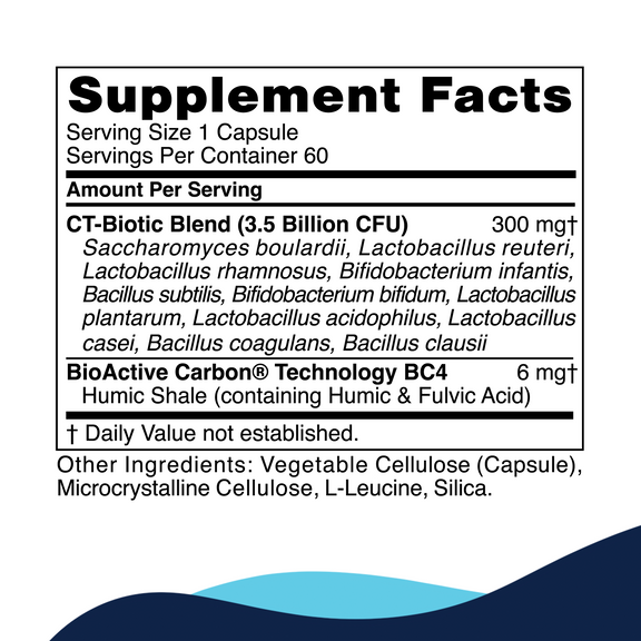 CellCore Biosciences CT-Biotic bottle showing supplement label and packaging