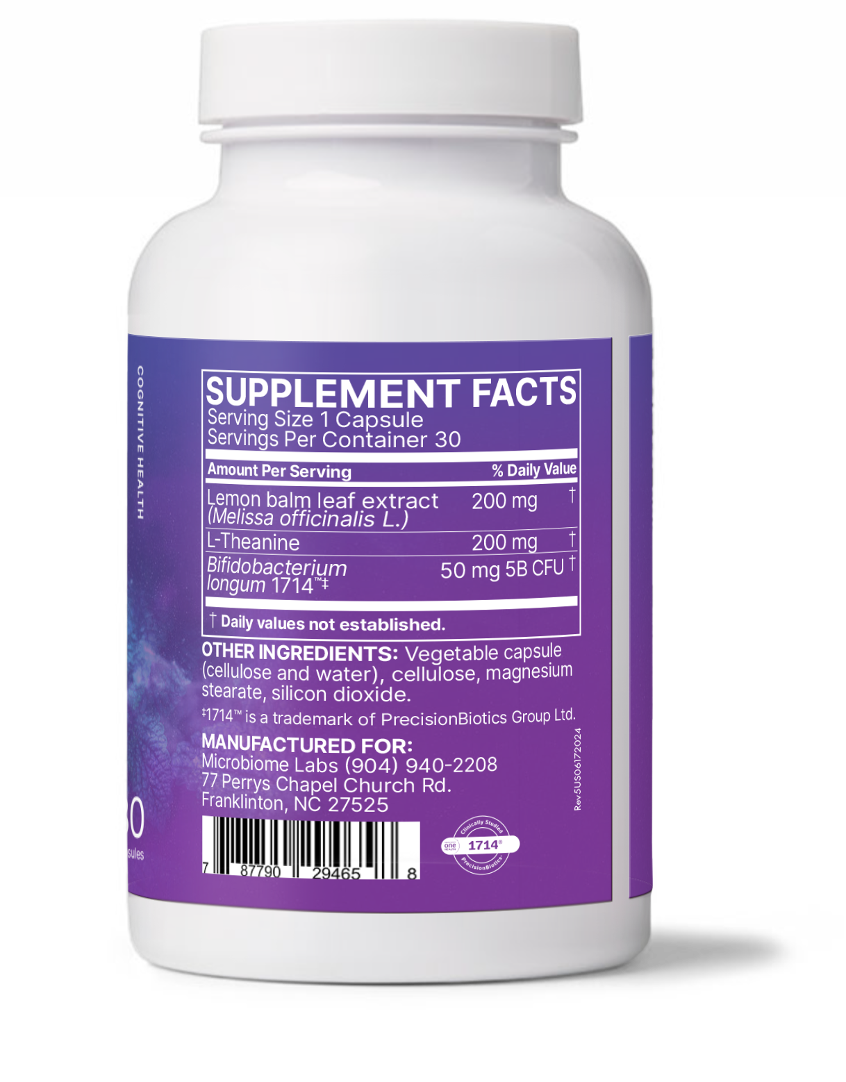 Microbiome Labs Zenbiome Sleep bottle showing branding and size