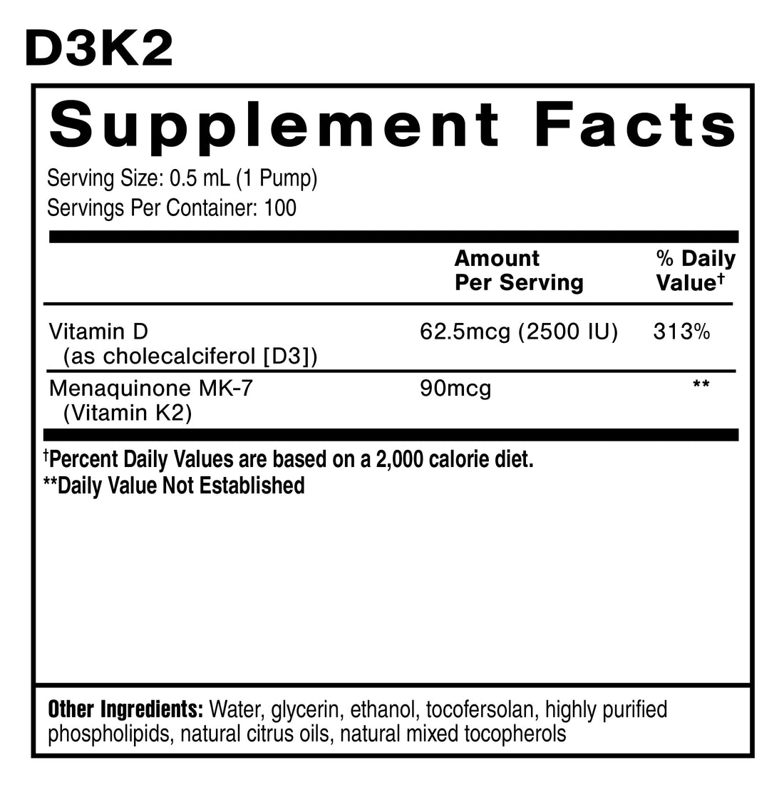 QUICKSILVER Nanoemulsified D3K2 1.7 fl oz