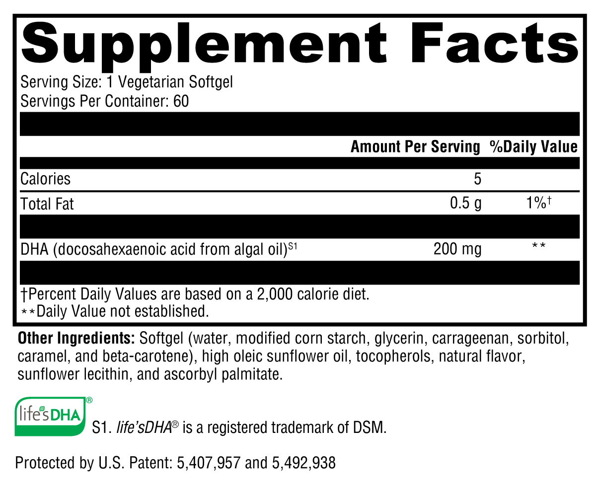 XYMOGEN DHA from Algae 60 Softgels