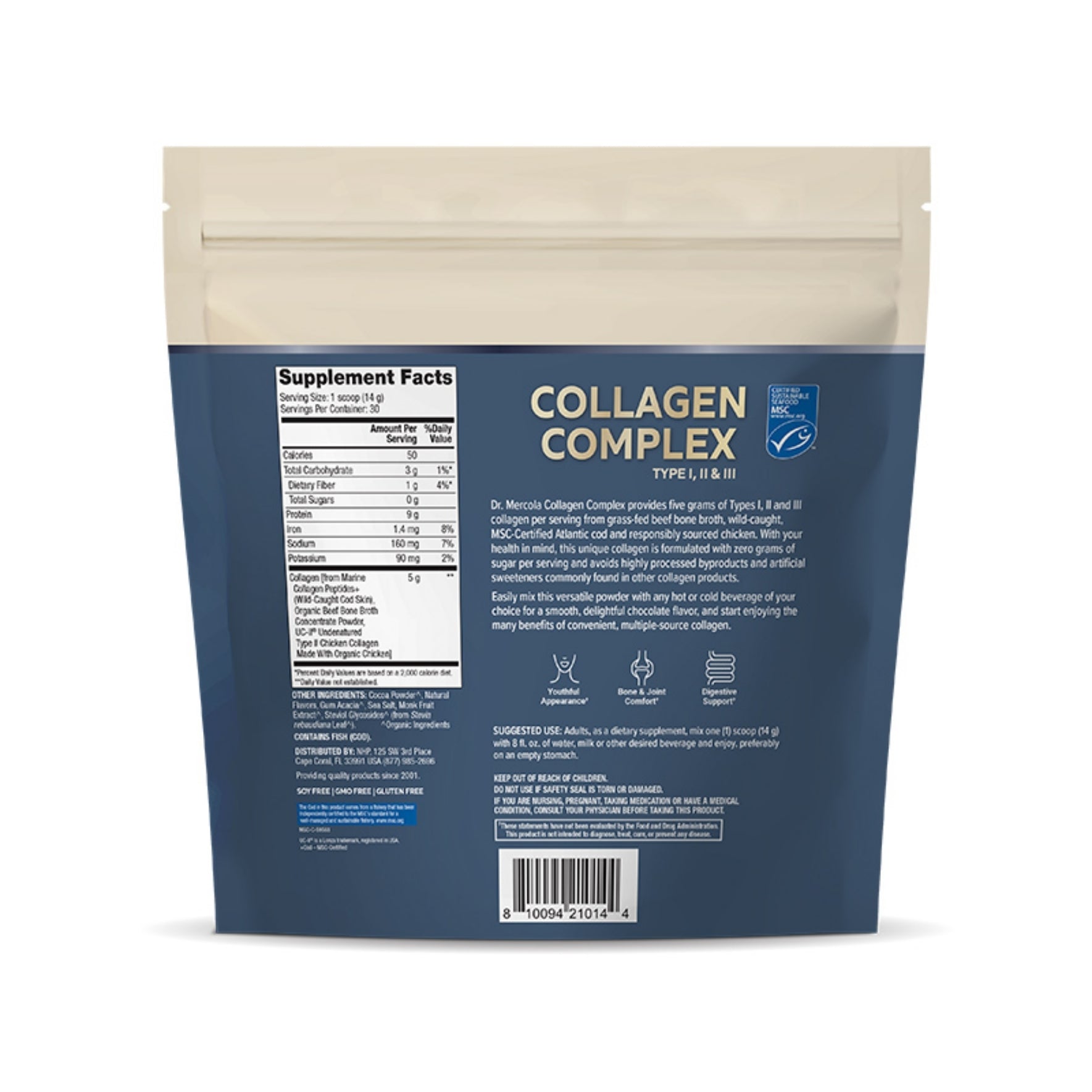 Dr. Mercola Collagen Complex Powder - Chocolate 14 oz.