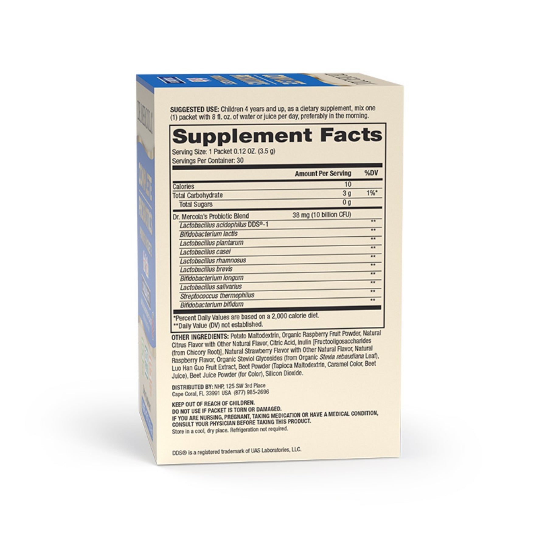 Dr. Mercola Complete Probiotics Powder Packets for Kids 10 B CFU