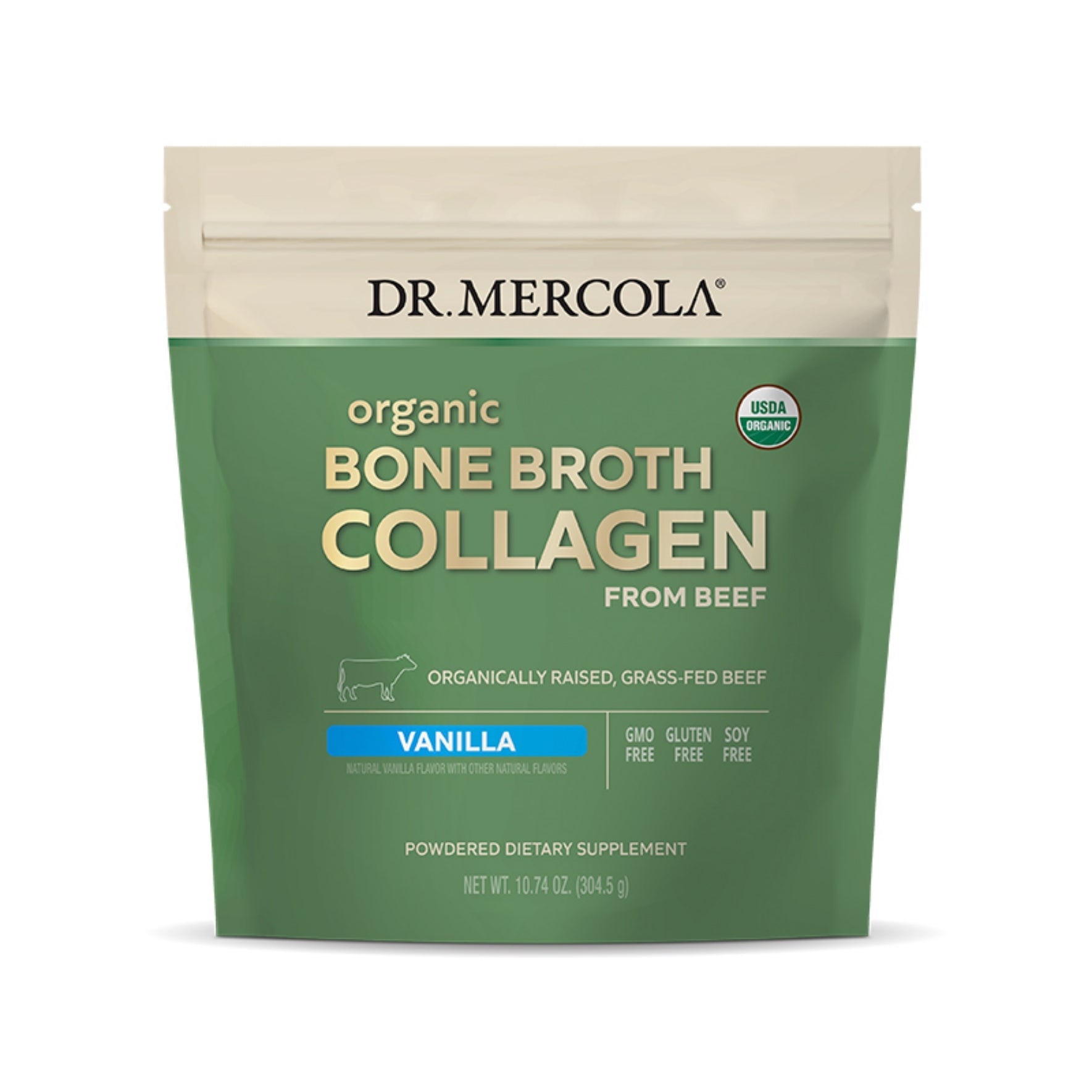 Dr. Mercola Organic Bone Broth Collagen Powder - Vanilla