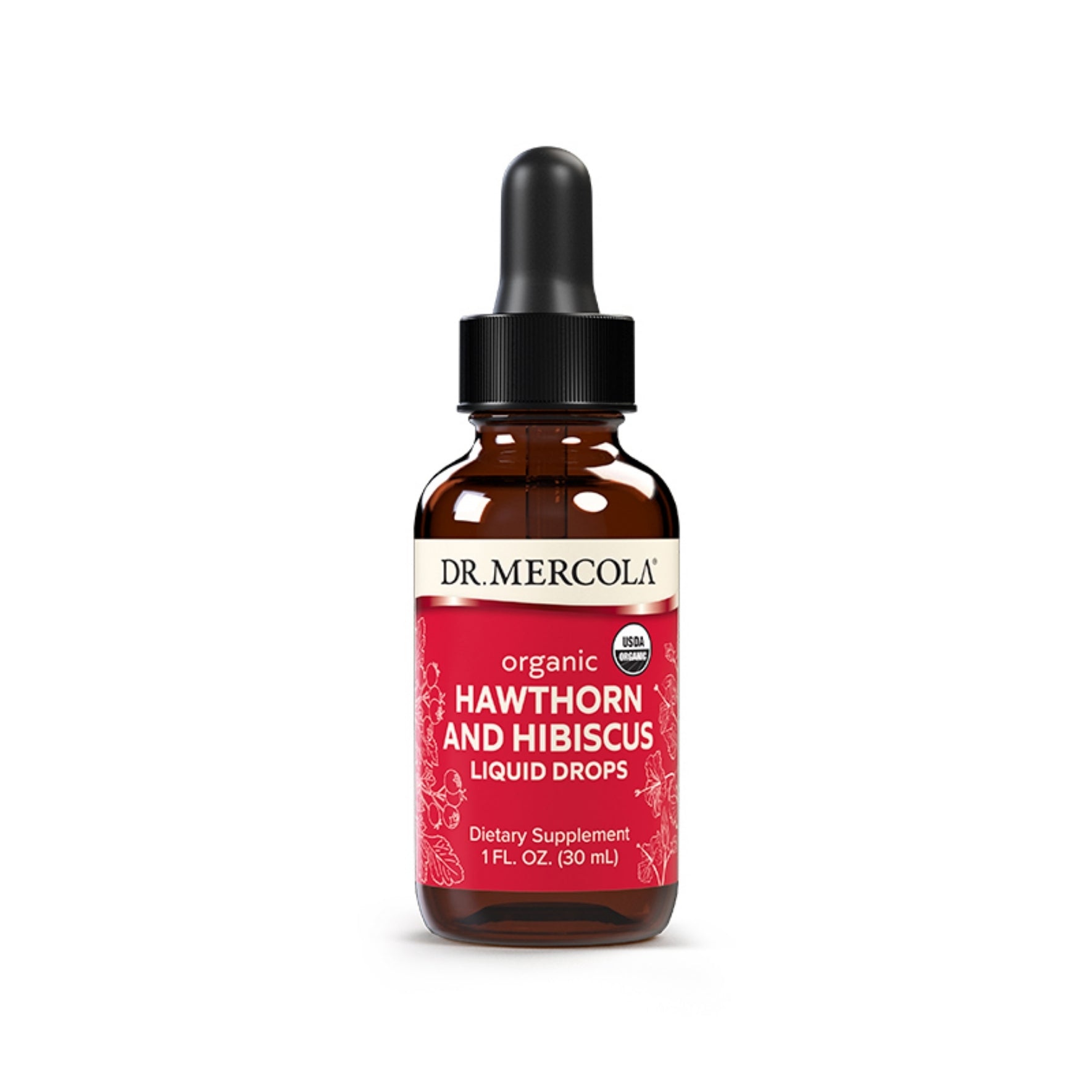 Dr. Mercola Organic Hawthorn and Hibiscus Liquid Drops 1 Fl. Oz.