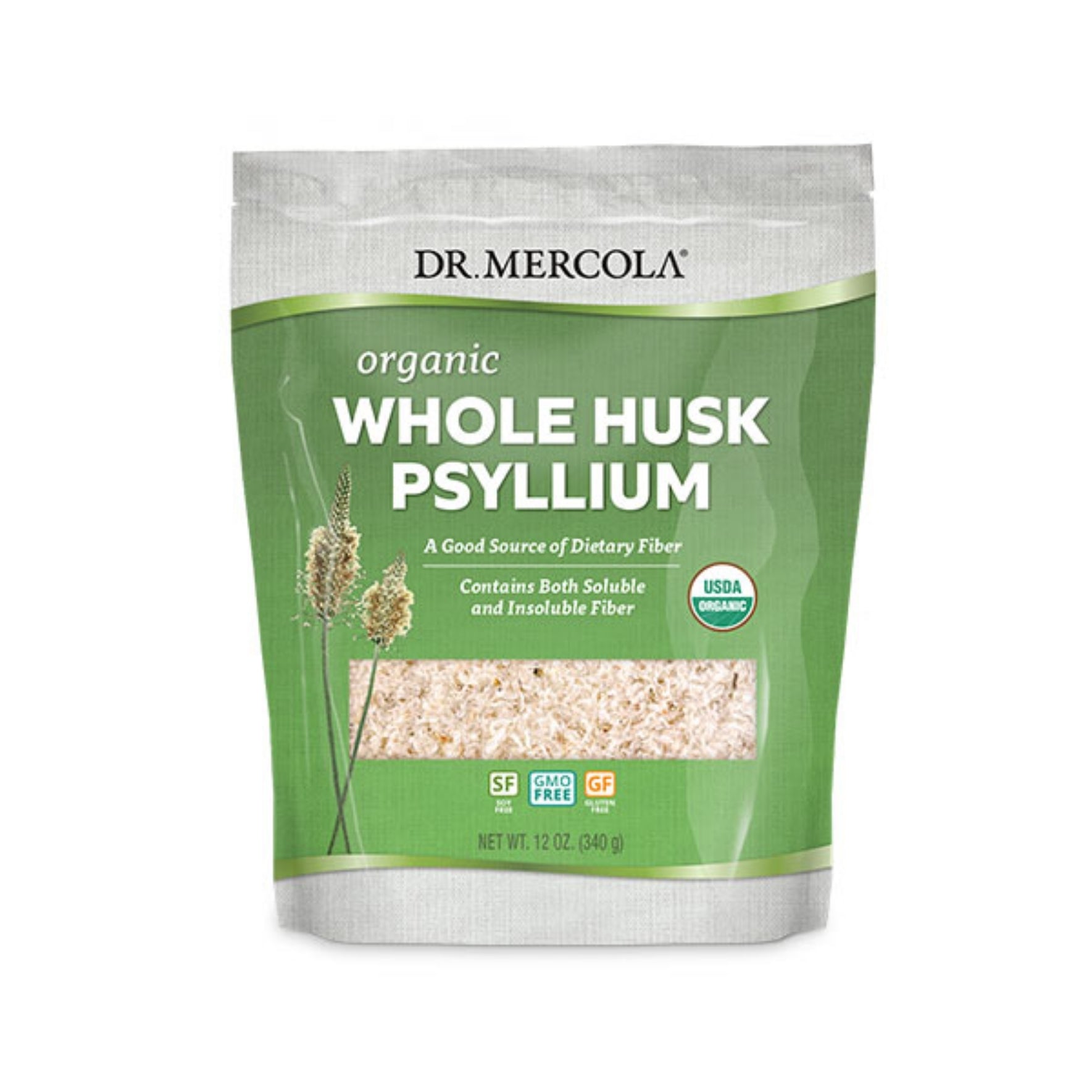 Dr. Mercola Organic Whole Husk Psyllium 12 oz.