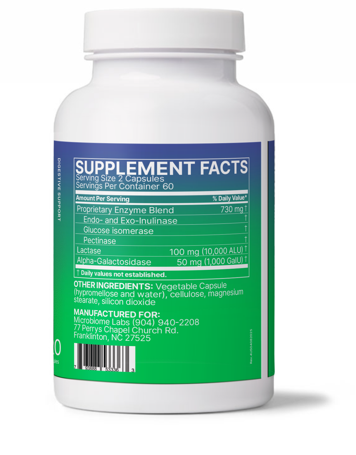 Microbiome Labs FODMATE bottle showing branding and size