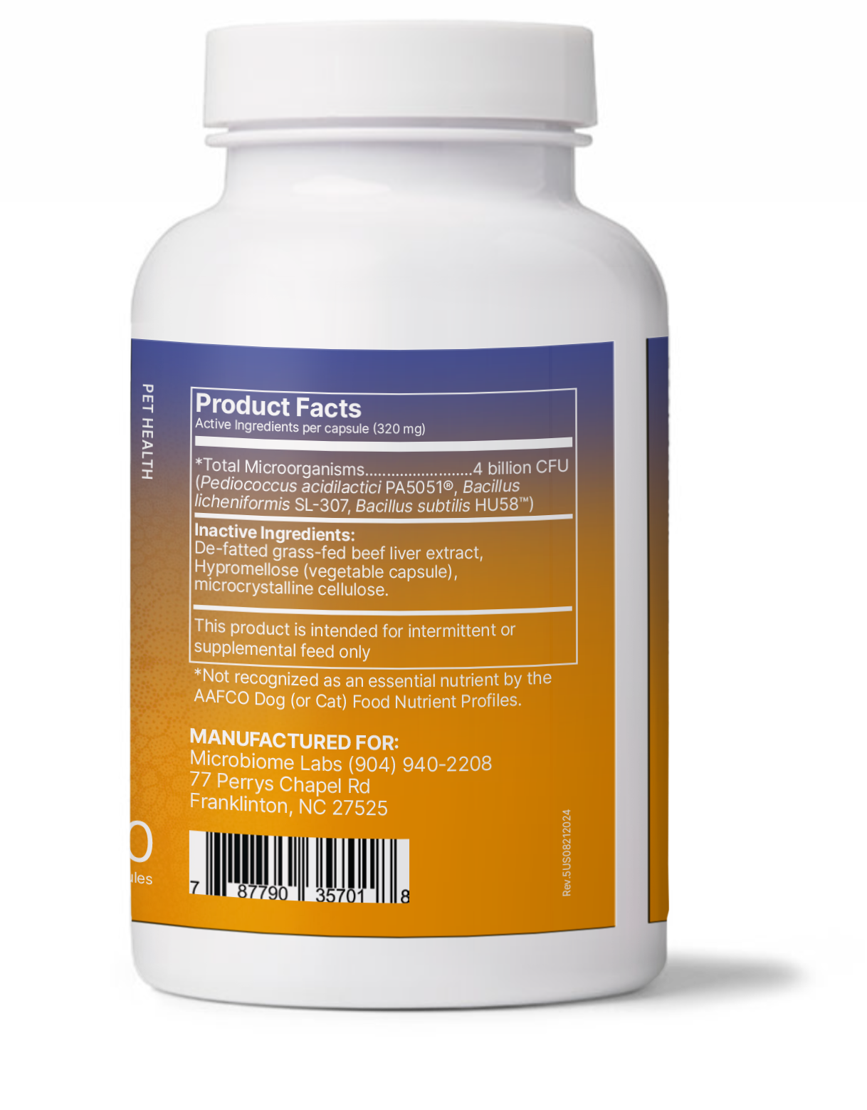 Microbiome Labs FidoSpore label with probiotic strains & dosage