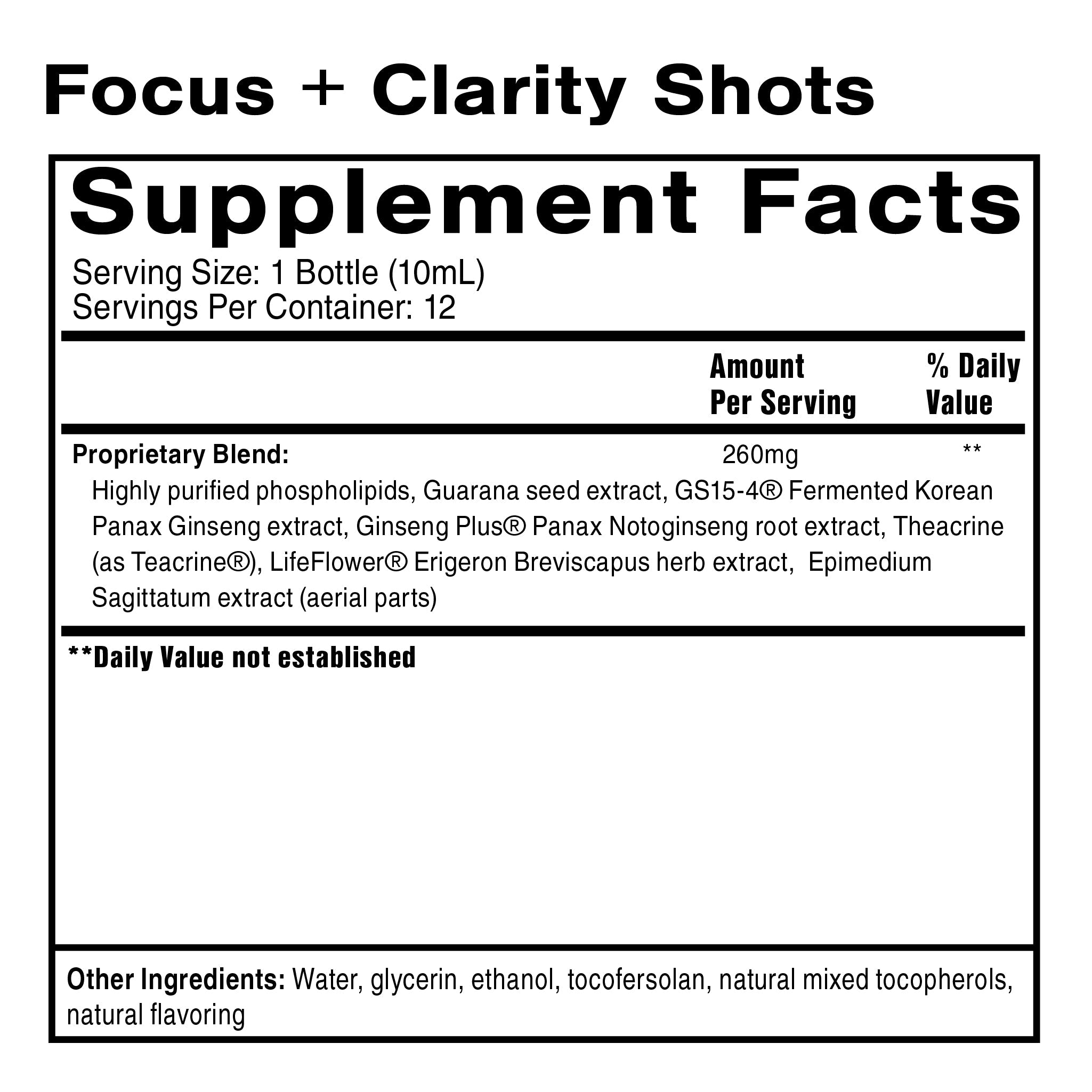 QUICKSILVER Focus + Clarity Shot 0.33 fl oz - 12 Shots