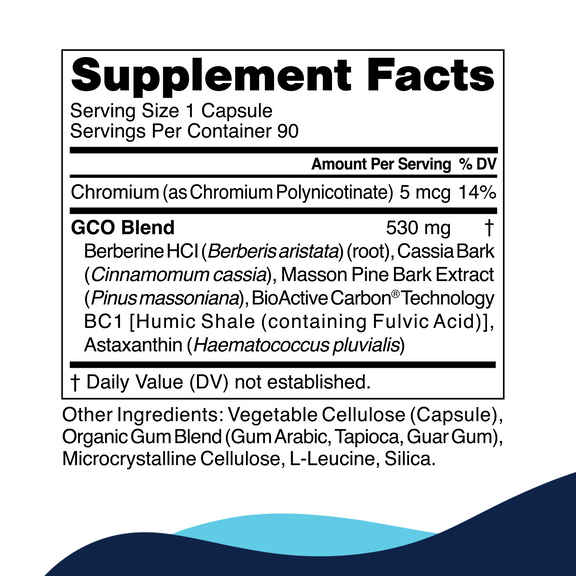 CellCore Biosciences GCO bottle showing supplement label and packaging