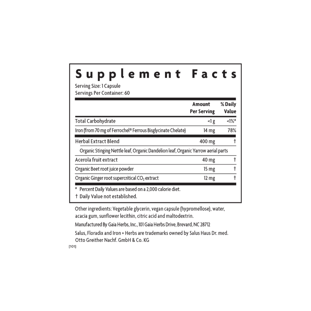 Gaia Herbs Floradix® Iron & Herbs LP Caps