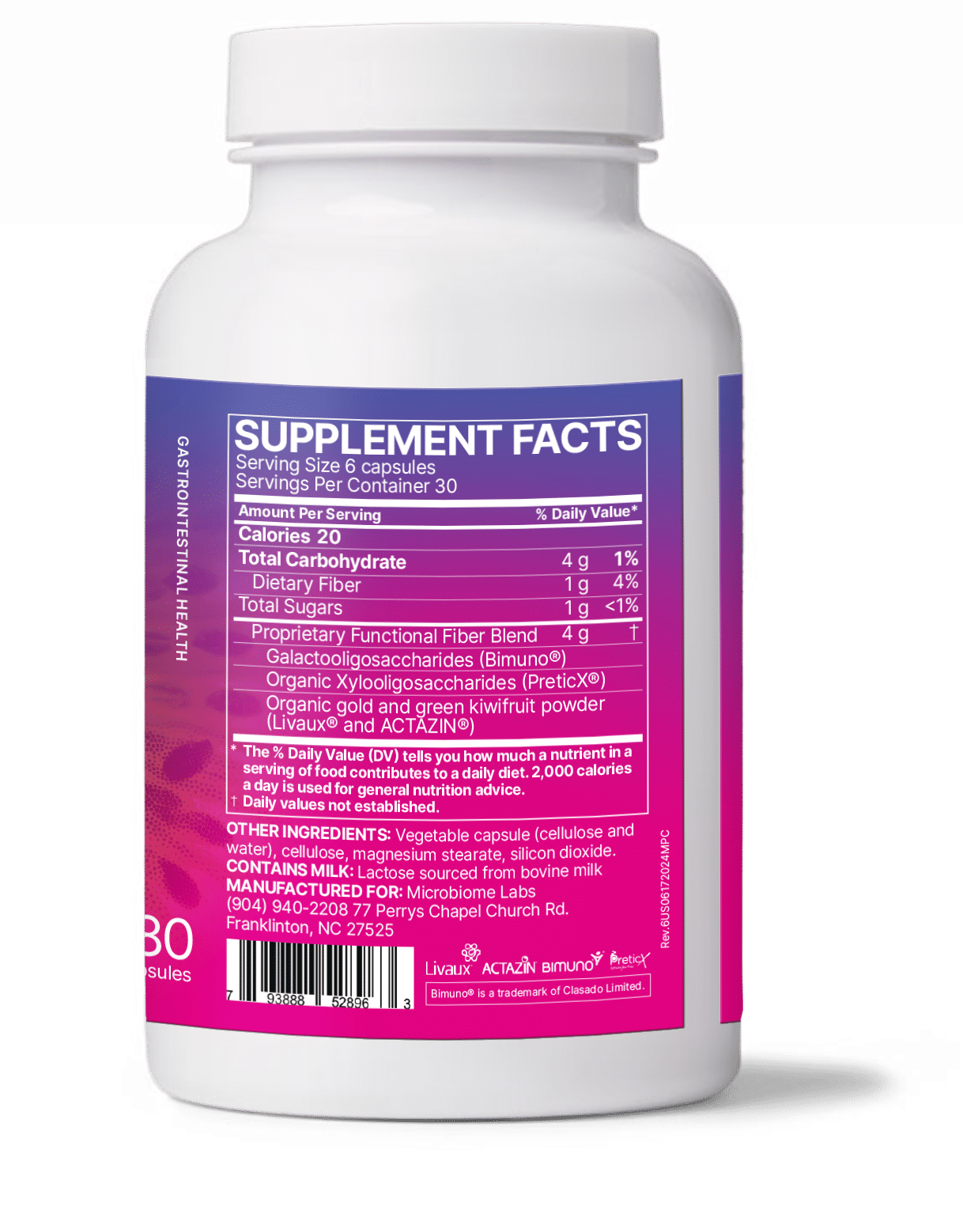 Microbiome Labs MegaPre capsules supplement facts & ingredients