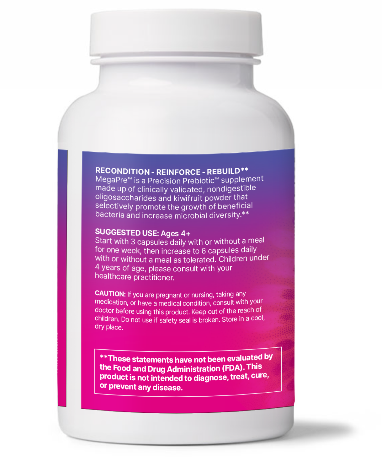 Microbiome Labs MegaPre dairy-free capsules supplement facts & ingredients