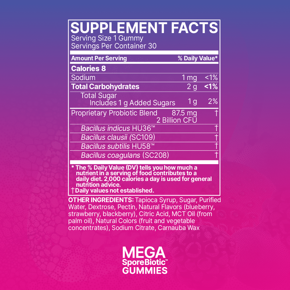 Microbiome Labs MegaSporeBiotic Gummies Kids supplement facts & ingredients