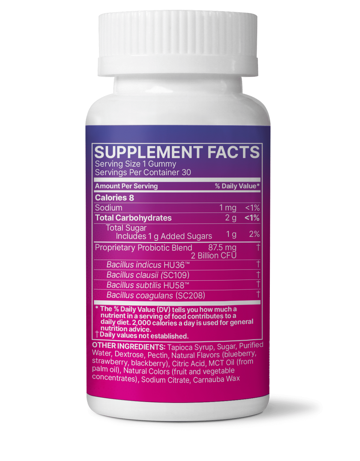 Microbiome Labs MegaSporeBiotic Gummies Kids supplement facts & ingredients