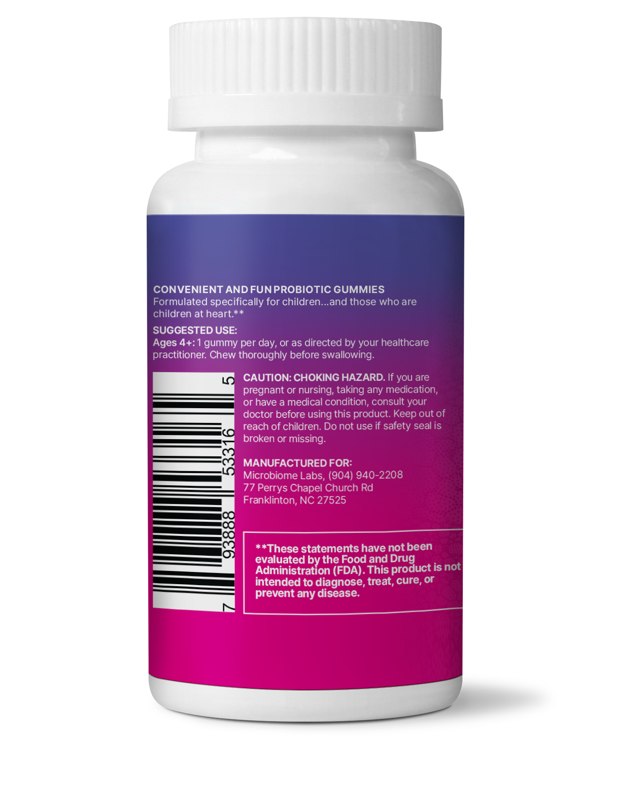 Microbiome Labs MegaSporeBiotic Gummies Kids supplement facts & ingredients