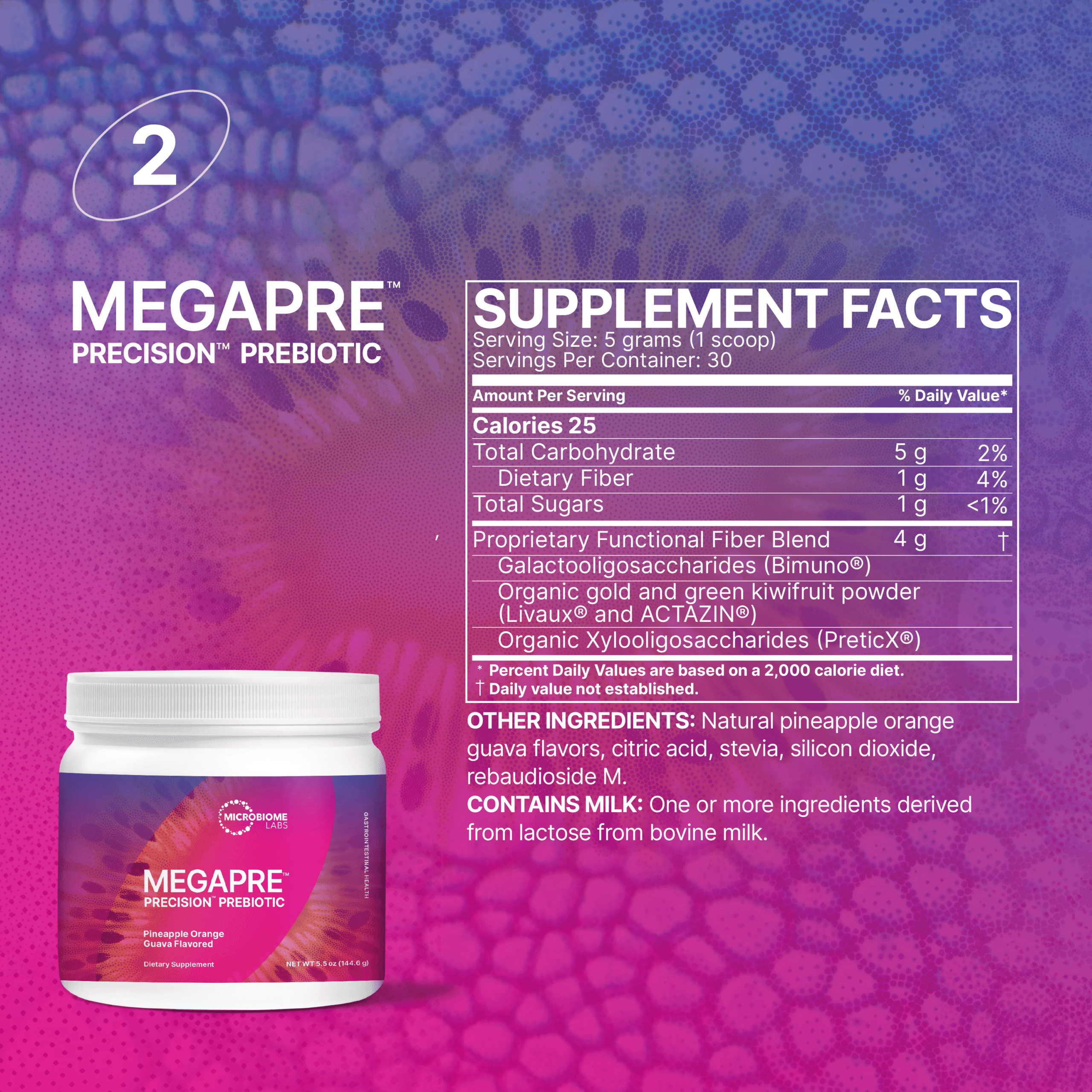 Microbiome Labs Total Gut Restoration Kit 4 supplement facts & ingredient panel