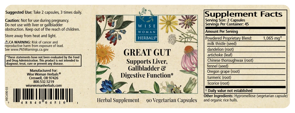 Wise Women Herbal Great Gut 90 Capsules