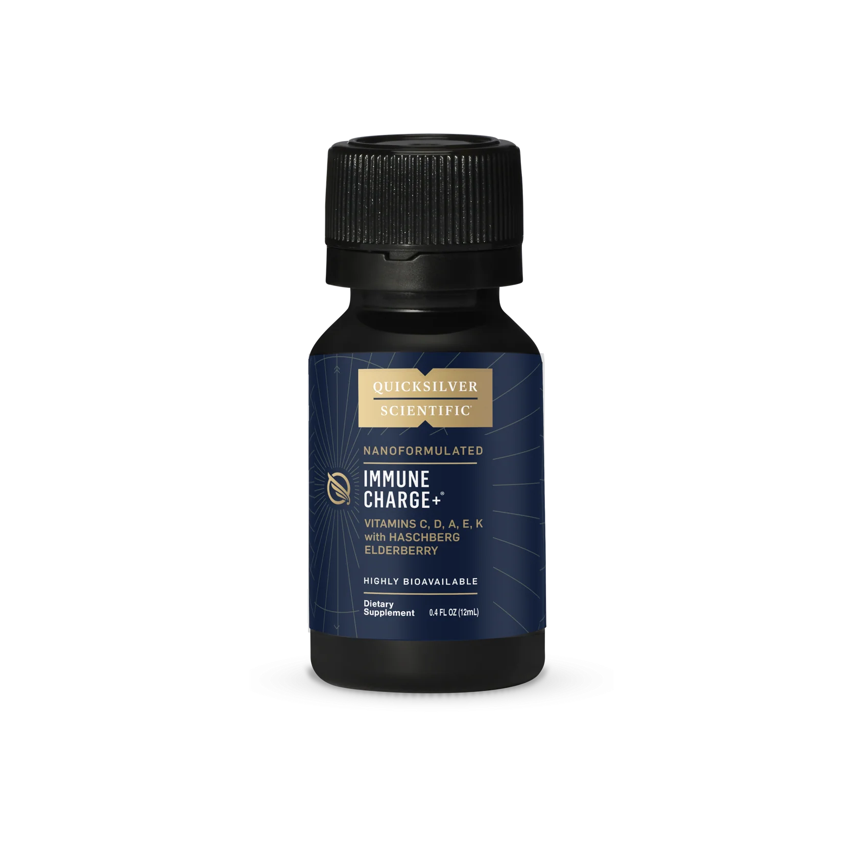 QUICKSILVER Immune Charge+® Shots packaging highlighting liquid immune-support supplement and servings