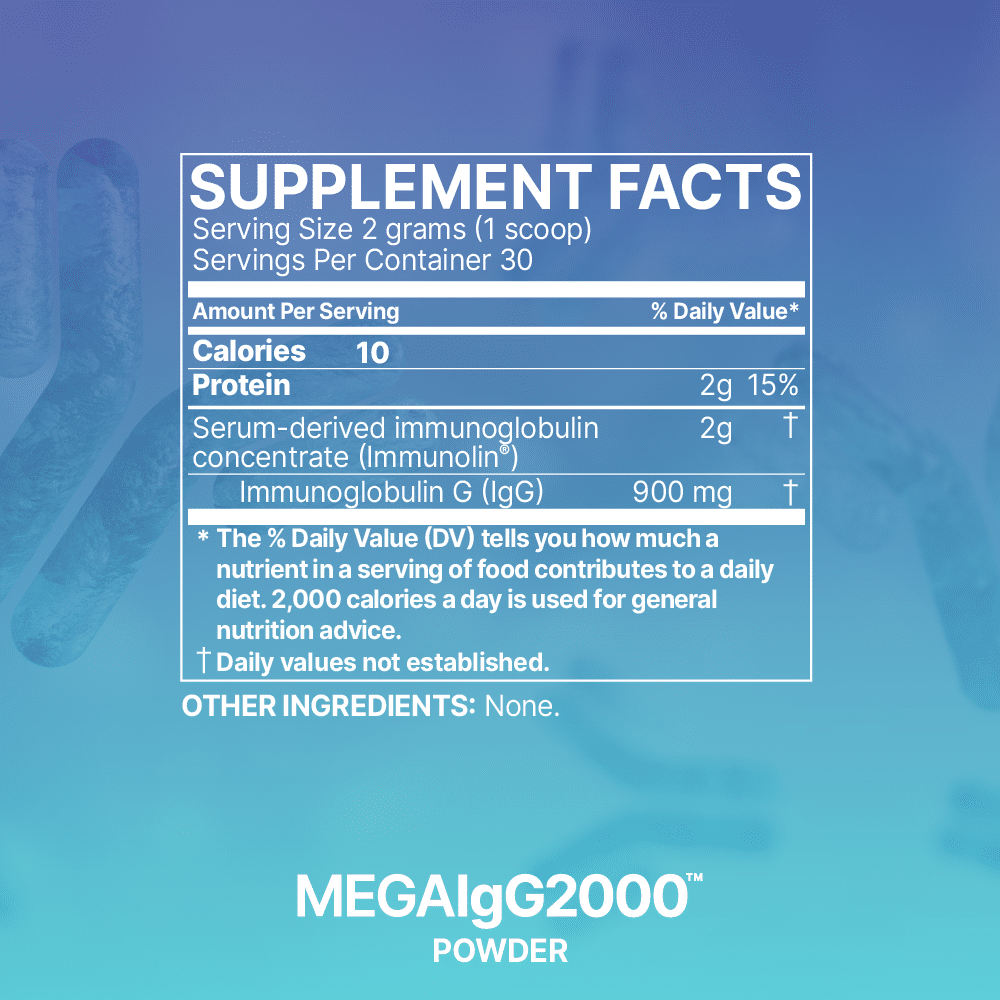 Microbiome Labs MegaIgG2000 powder supplement facts & ingredients