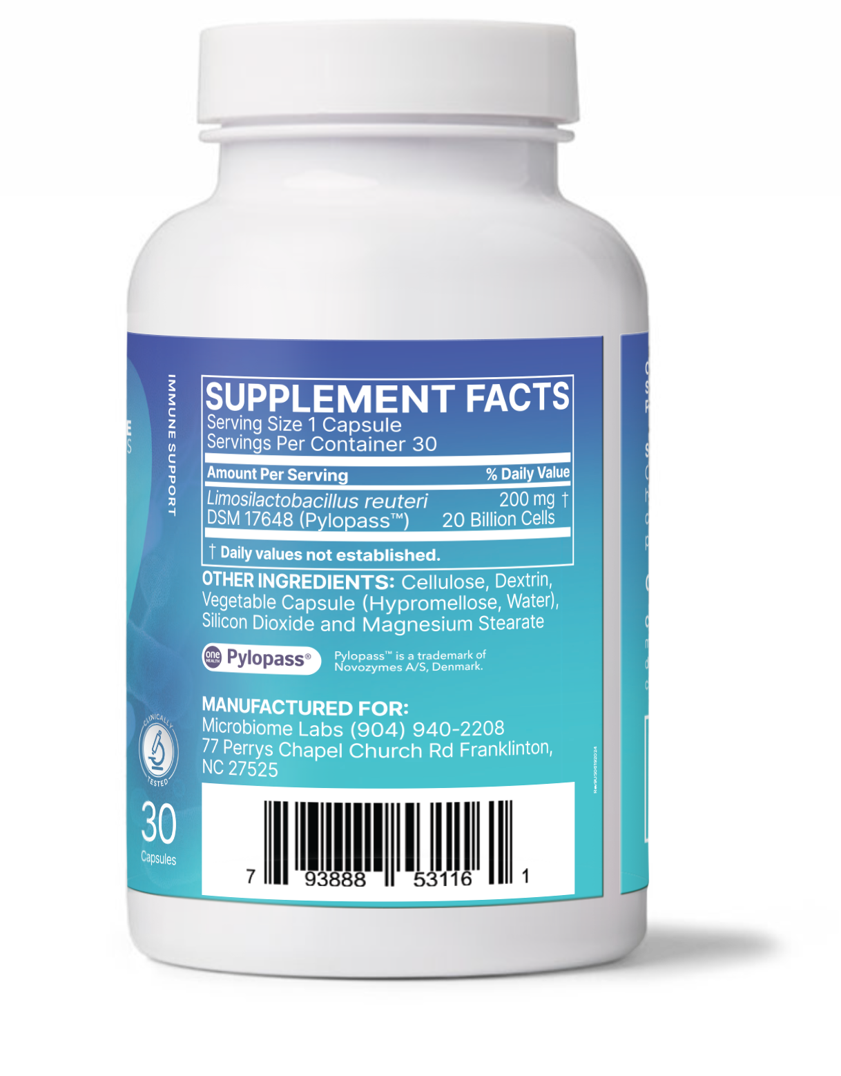 Microbiome Labs PyloGuard bottle showing branding and size