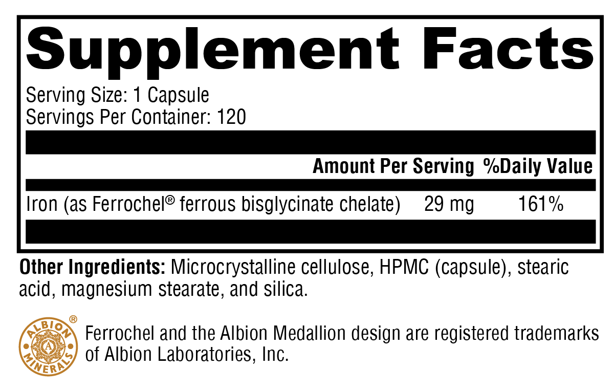 XYMOGEN Iron Glycinate 120 Capsules