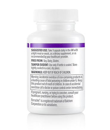 Biote Iron 30 Capsules packaging showing iron supplement bottle and capsule quantity