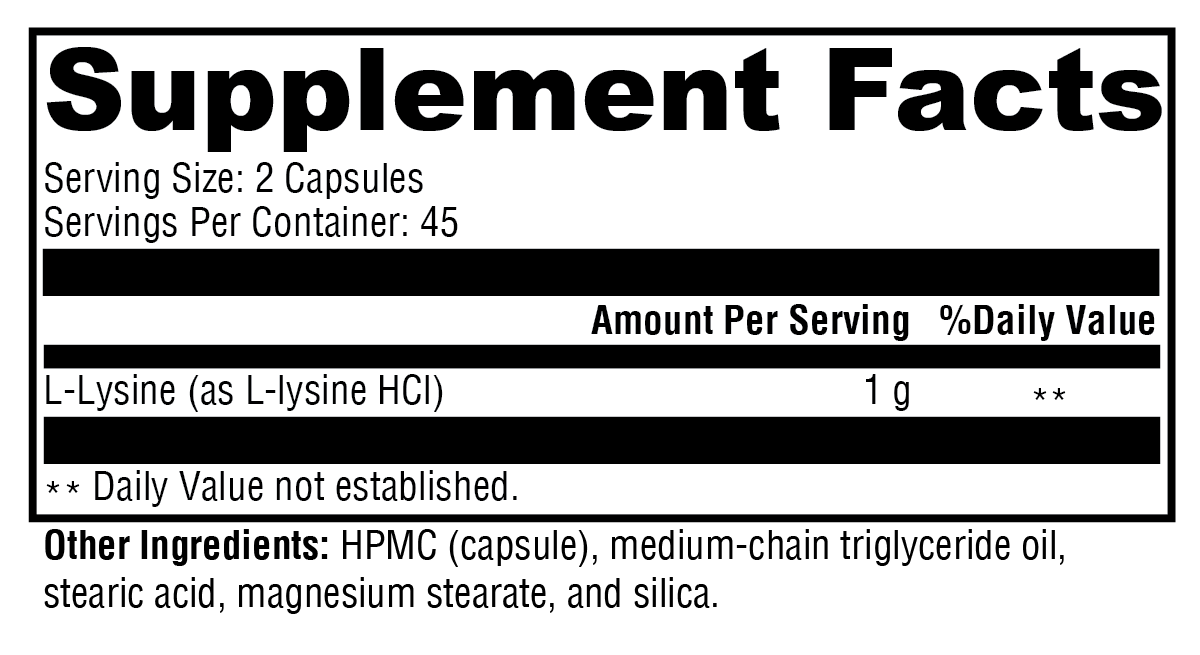 XYMOGEN L-Lysine 90 Capsules