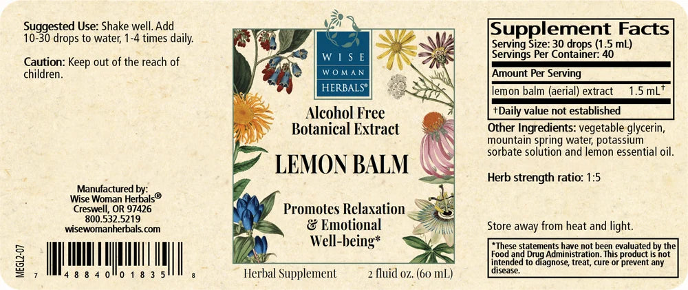 Lemon Balm Alcohol Free Botanical Extract (Formerly Melissa Glycerite)