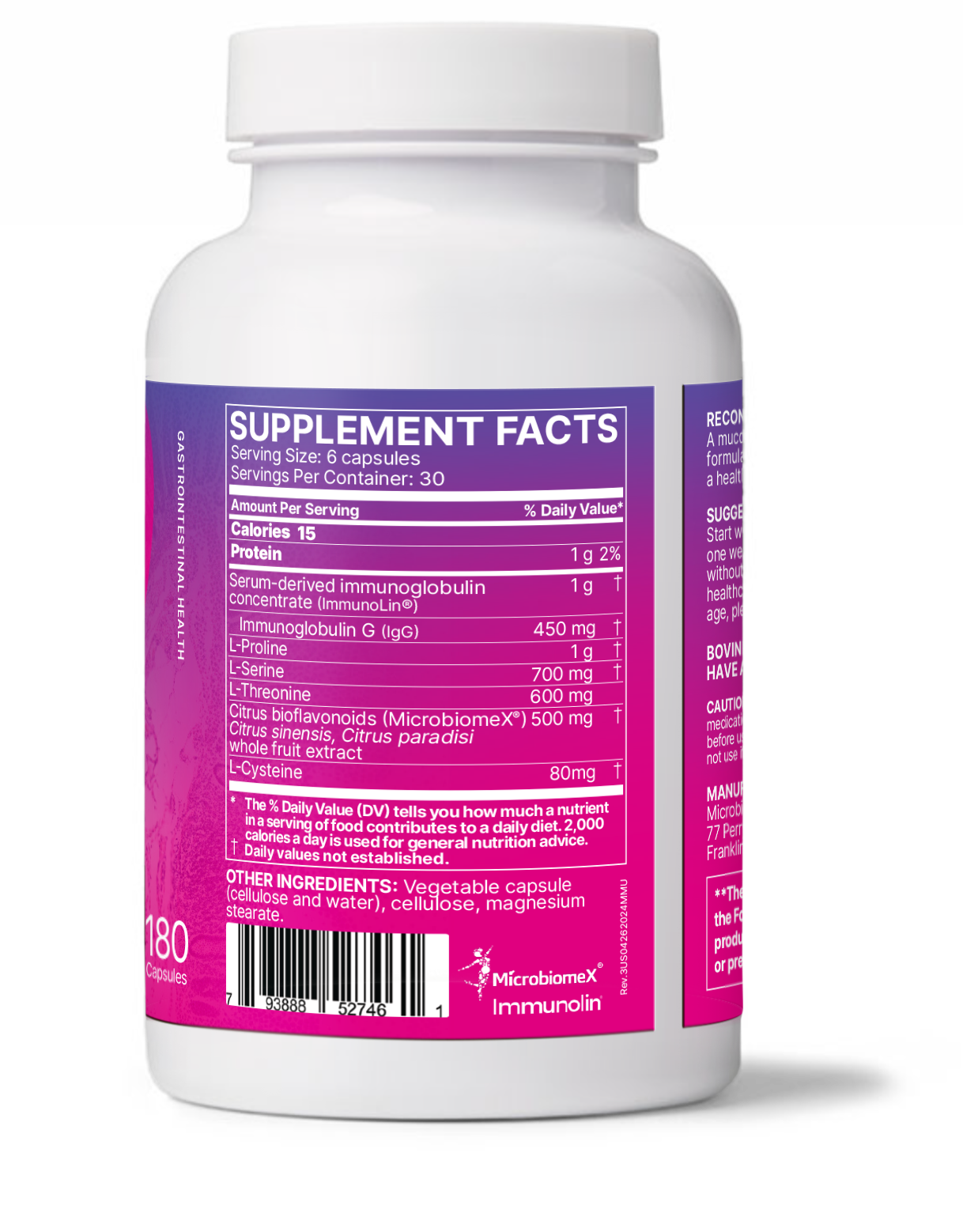 Microbiome Labs MegaMucosa capsules supplement facts & ingredients