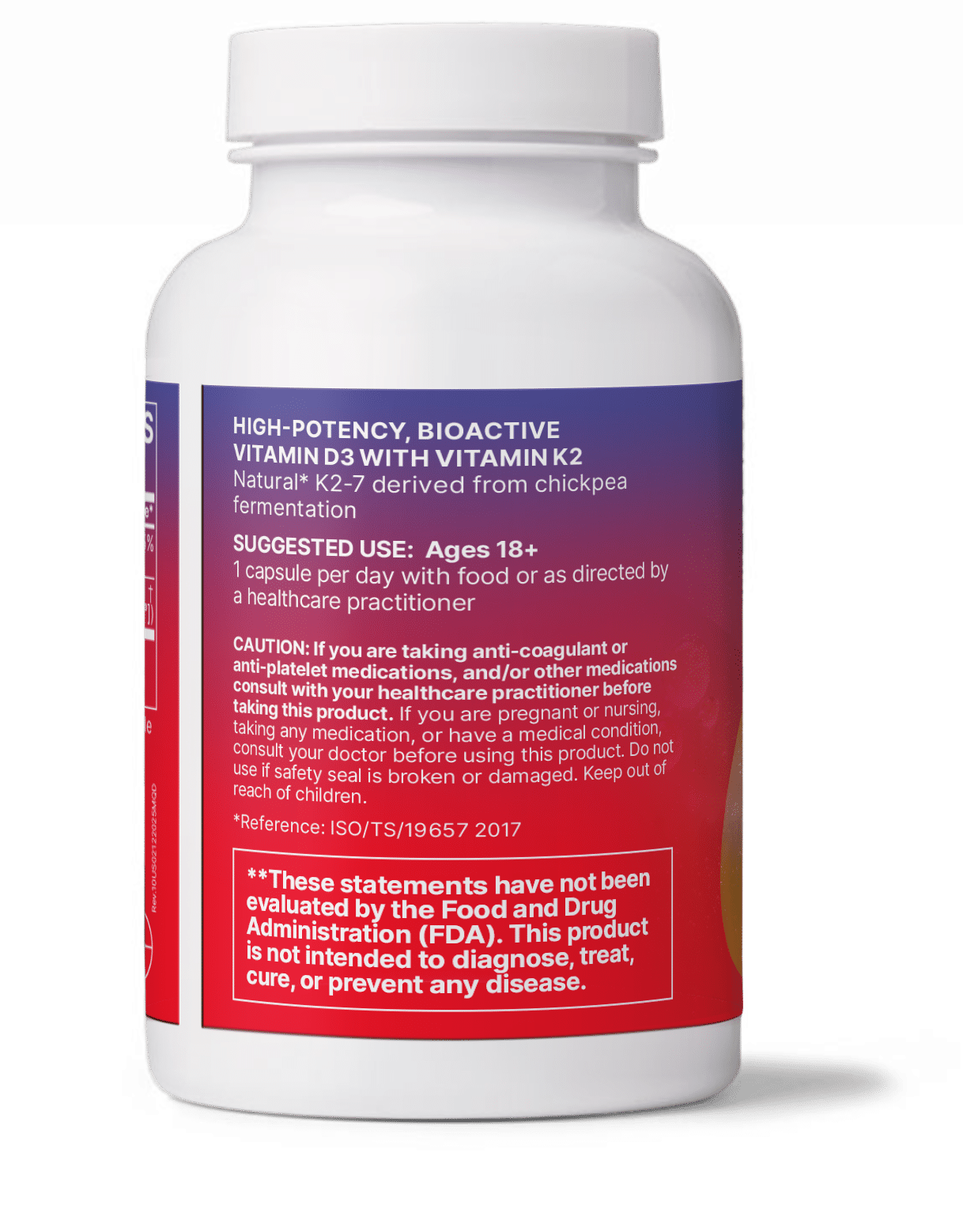 Microbiome Labs MegaQuin K2-D3 label with vitamin K2-D3 dosage & ingredients