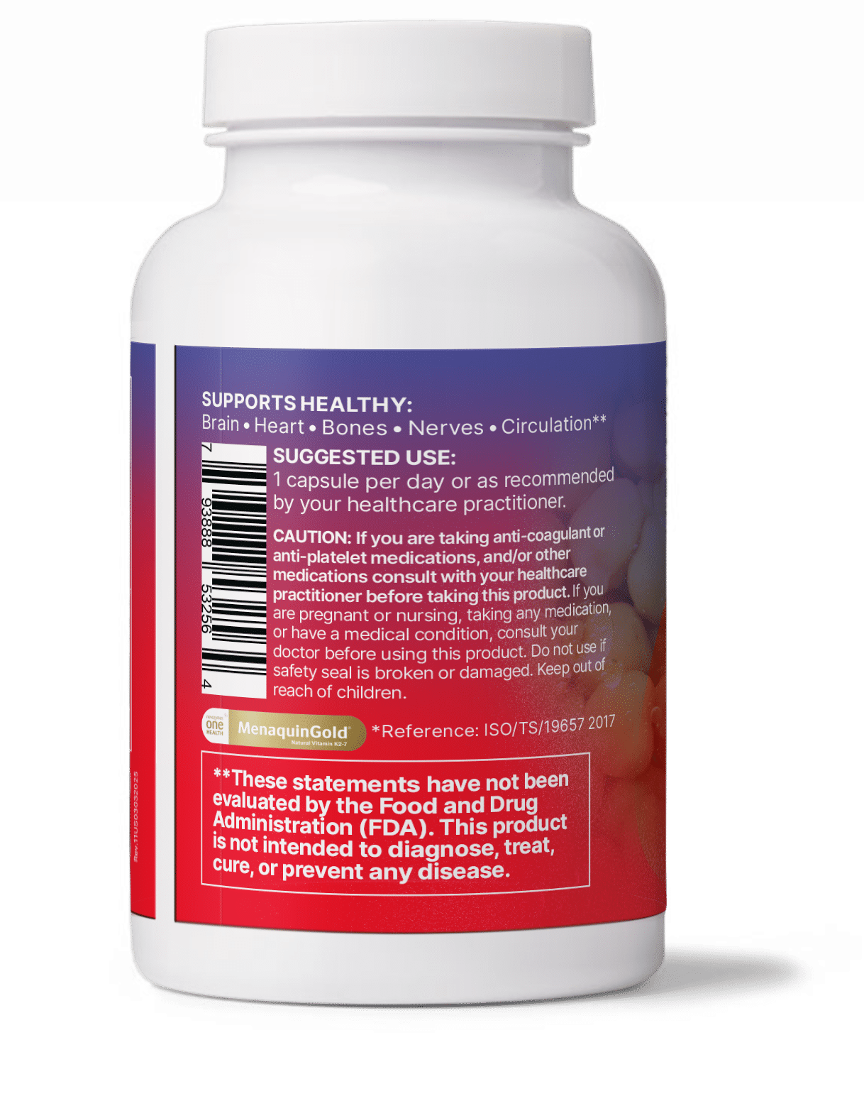 Microbiome Labs MegaQuinone K2-7 label with vitamin K2-7 dosage & ingredients