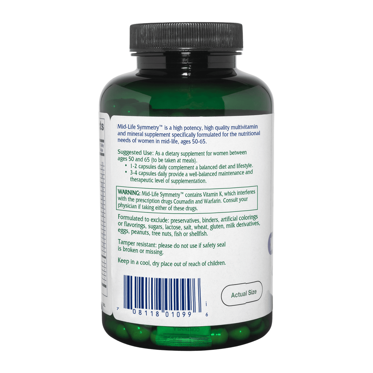 Mid-Life Symmetry™ ~ 50-65 High Potency Multivitamin & Mineral ~ 180 capsules