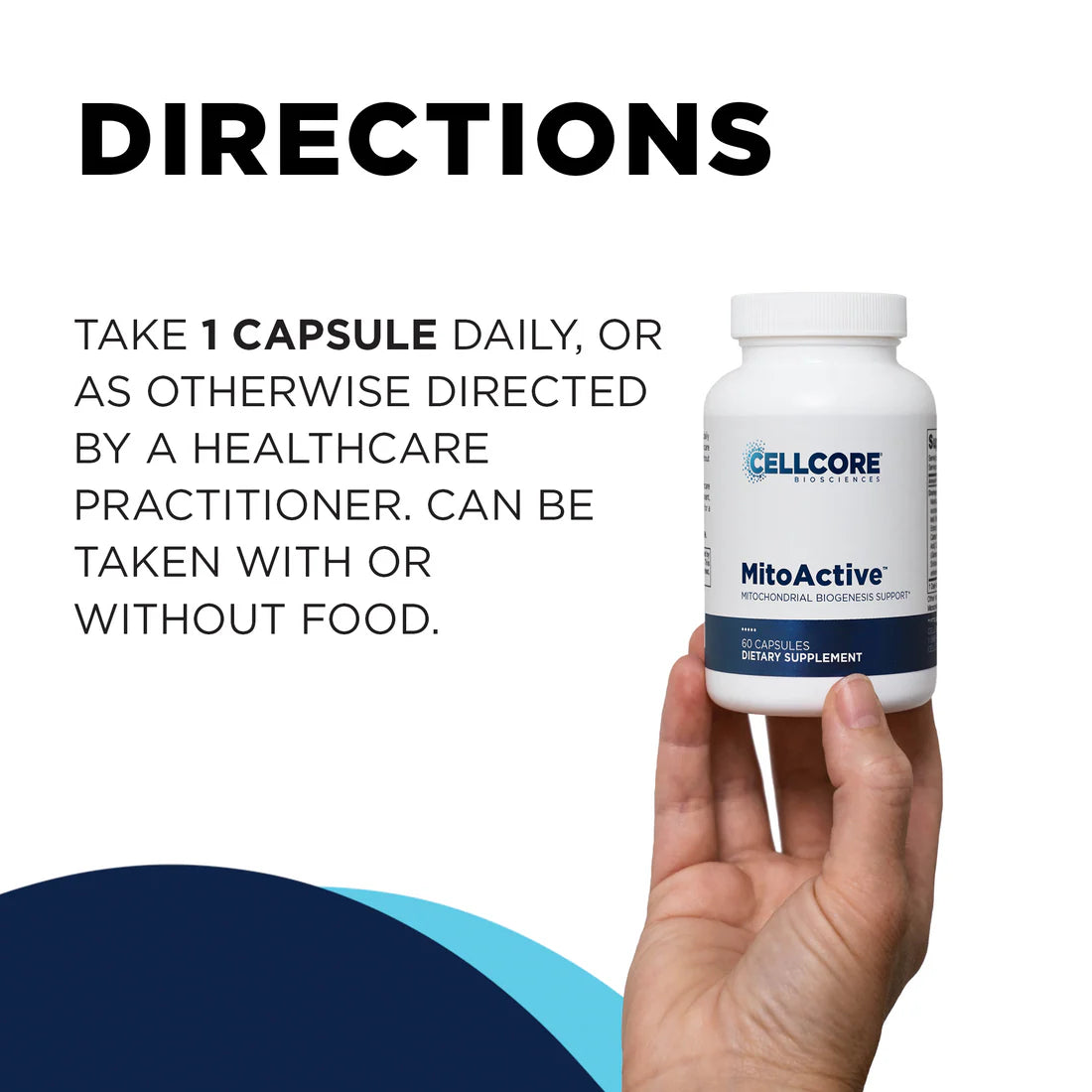 CellCore Biosciences MitoActive bottle displaying supplement label and branding