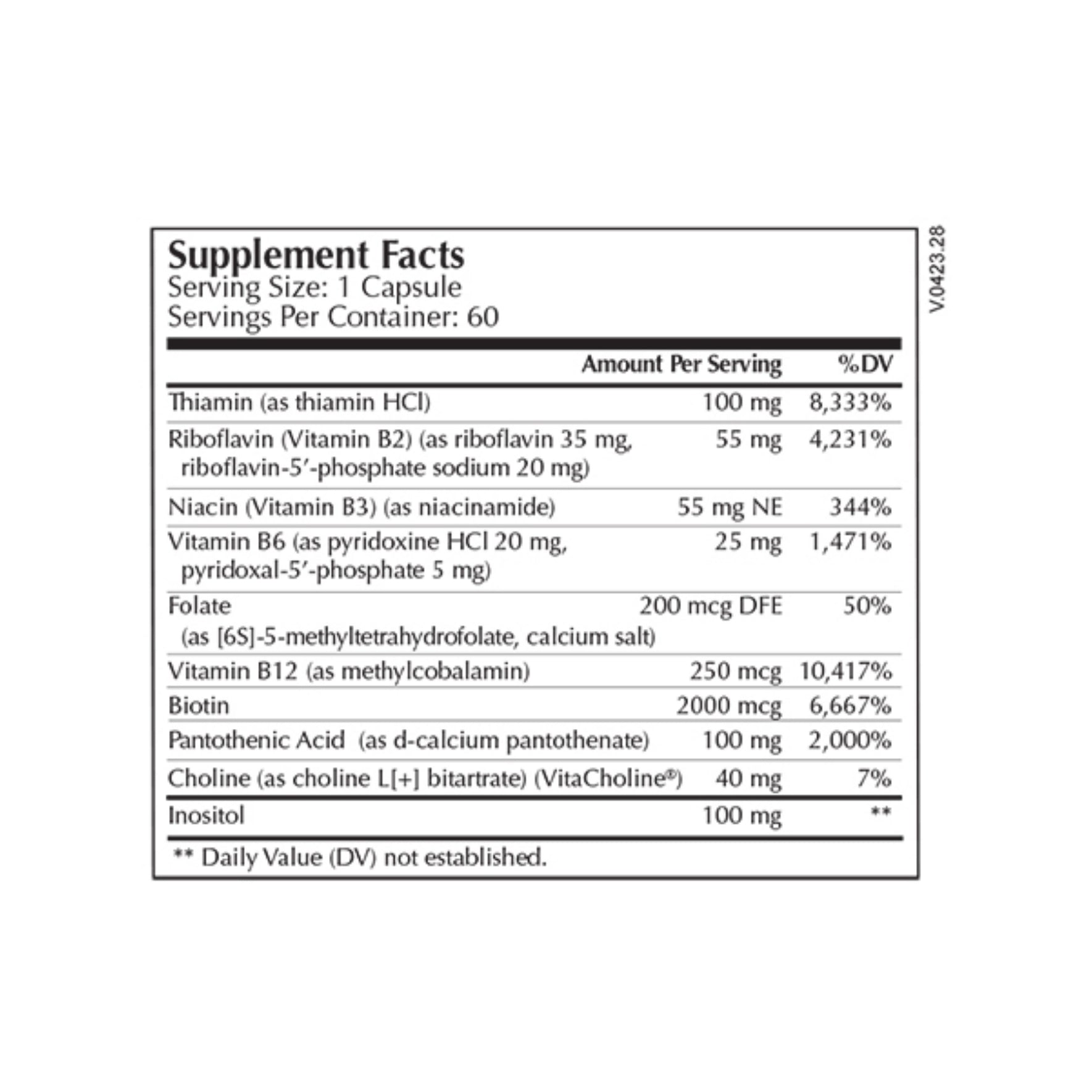 Moss Nutrition B-Complex Select bottle showing supplement packaging and branding