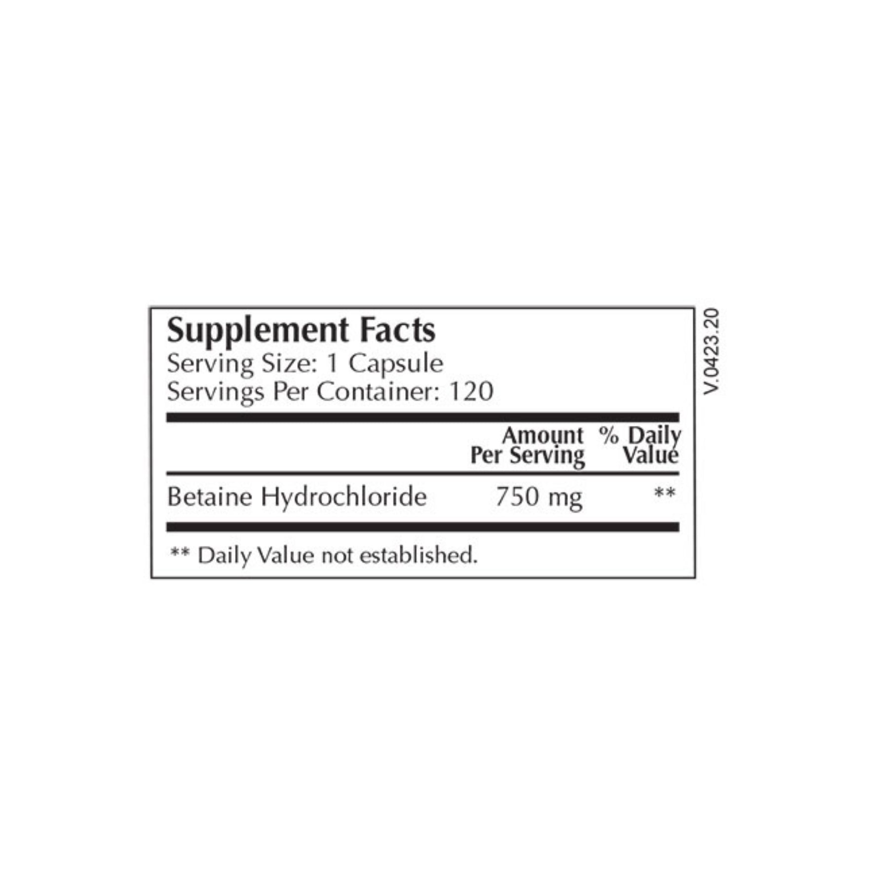 Moss Nutrition Betaine HCl bottle showing supplement packaging and branding