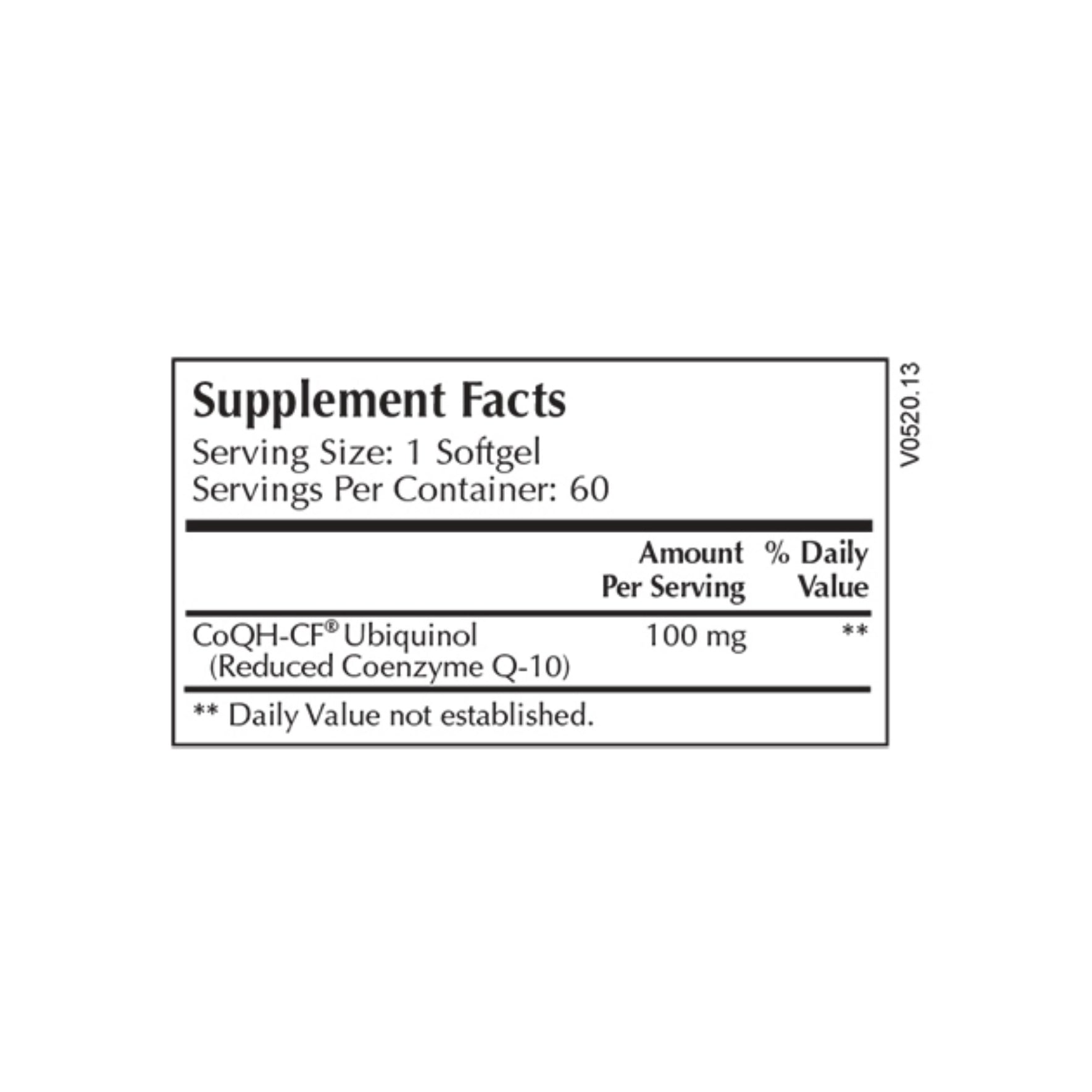 Moss Nutrition CoQH Select Ubiquinol bottle showing supplement packaging and branding