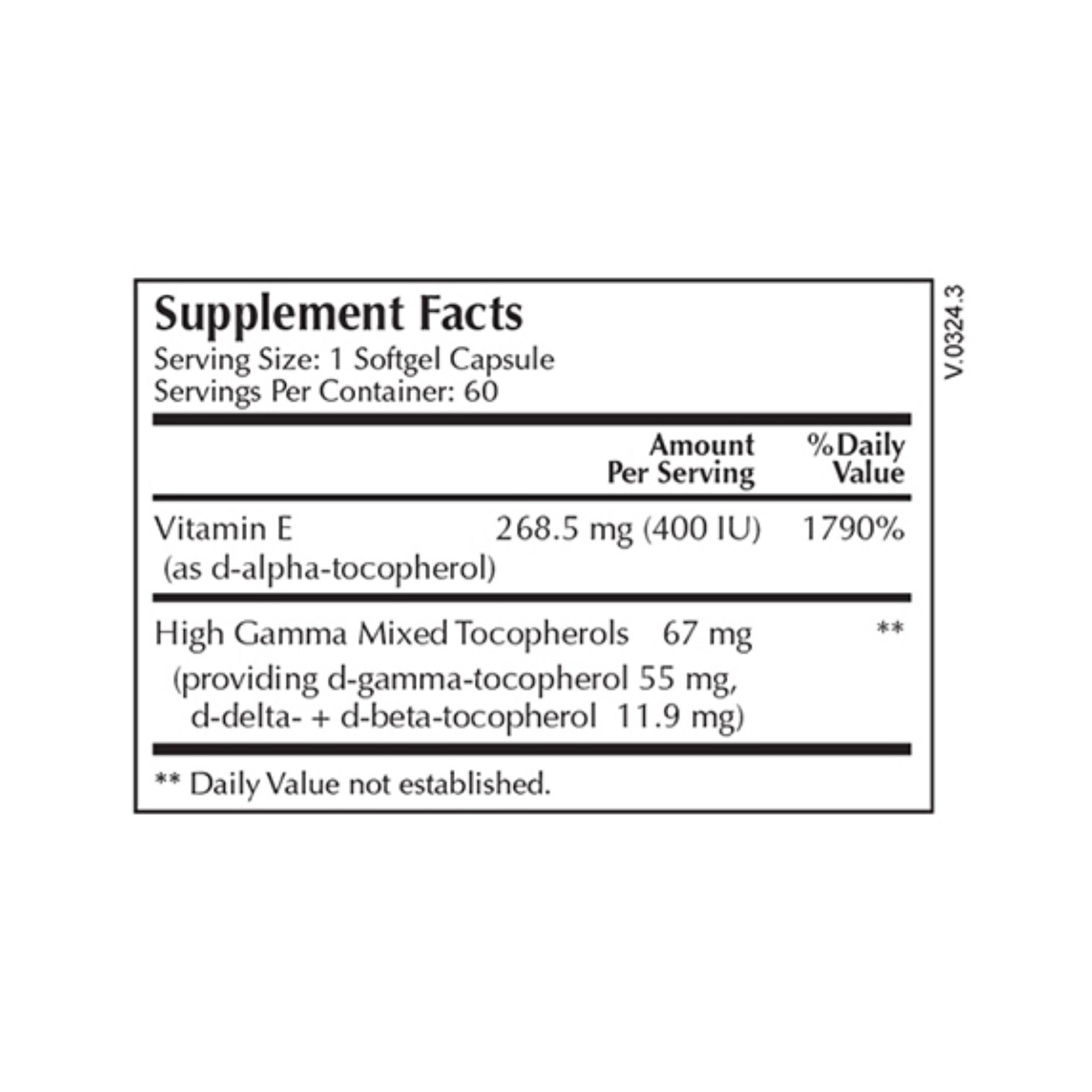 Moss Nutrition Gamma E Select bottle showing supplement packaging and branding
