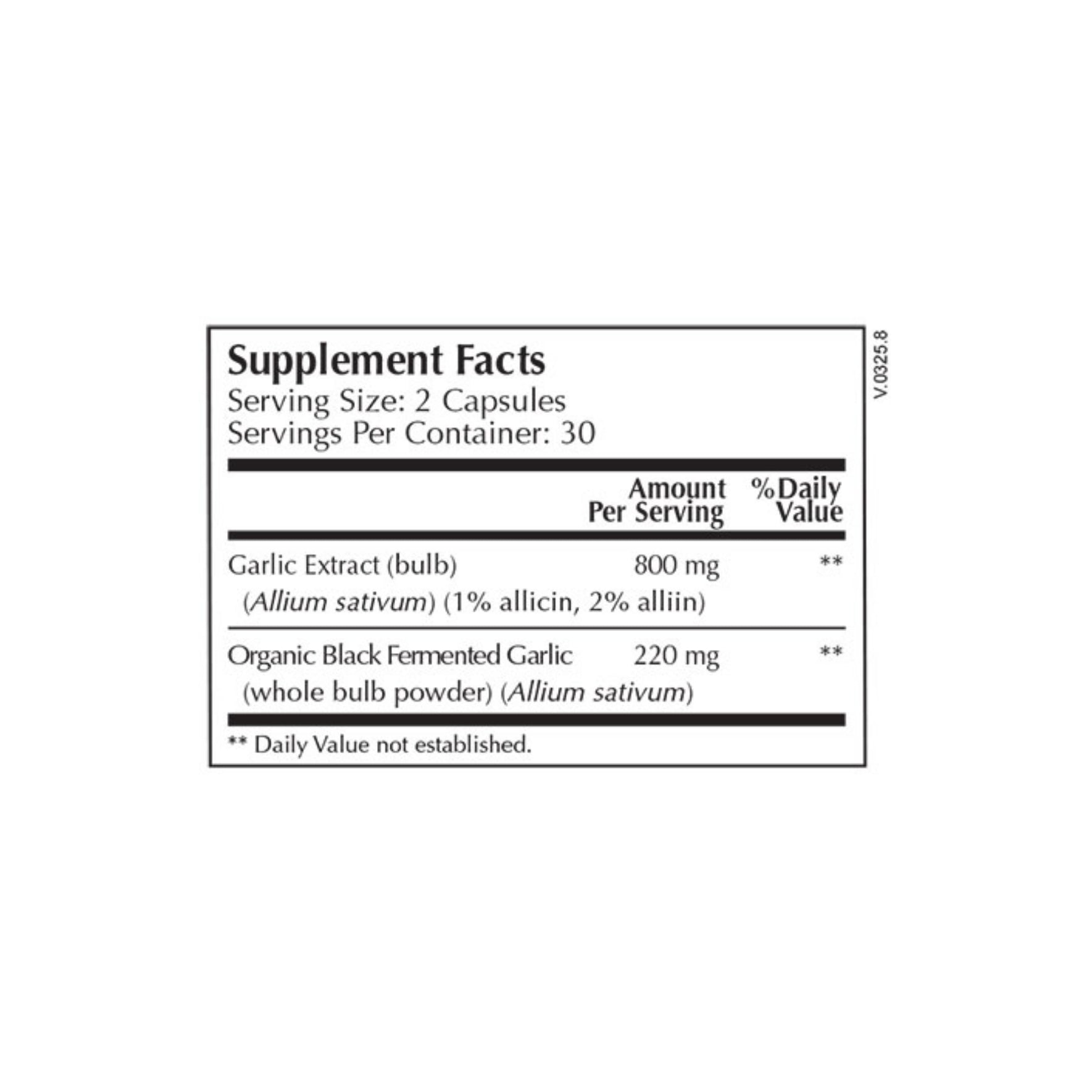 Moss Nutrition Garlic Select bottle showing supplement packaging and branding