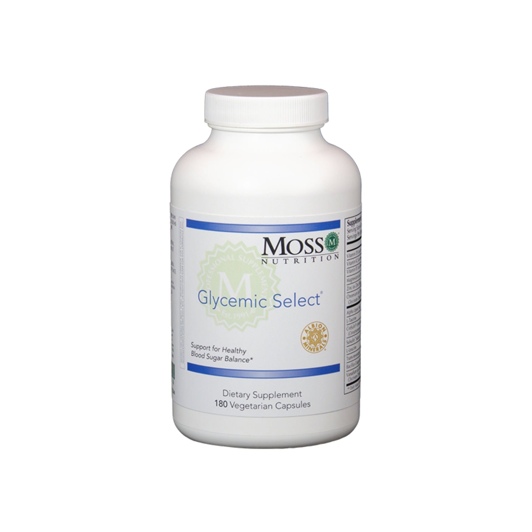 Moss Nutrition Glycemic Select blood sugar support supplement