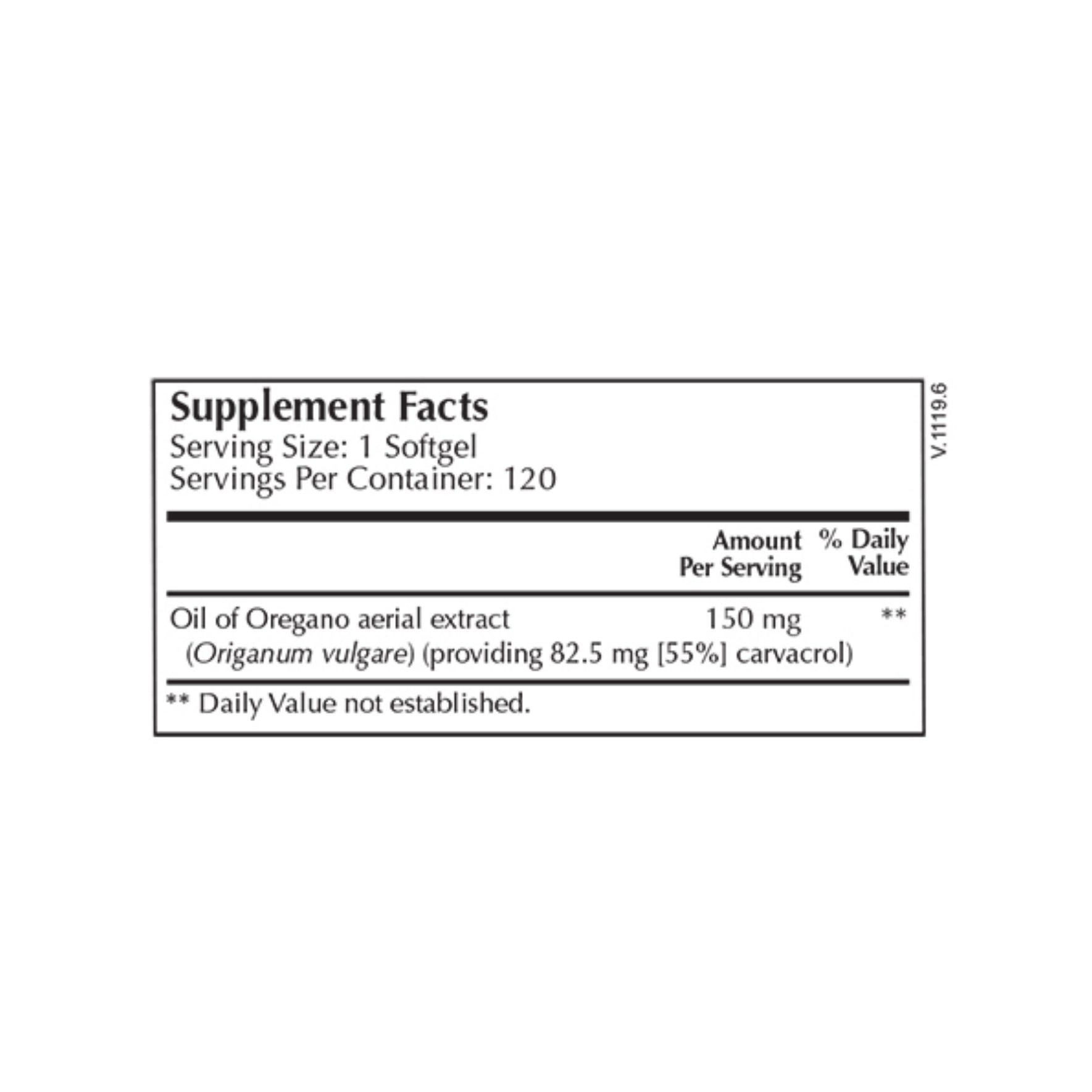 Moss Nutrition Oil of Oregano bottle showing supplement packaging and branding
