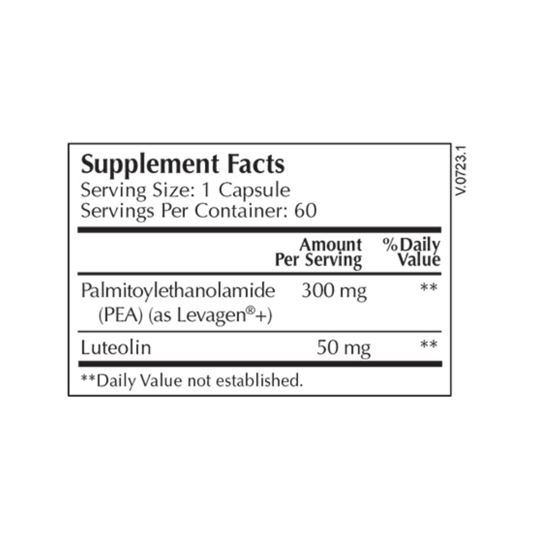 Moss Nutrition PEA Luteolin Select bottle showing supplement packaging and branding