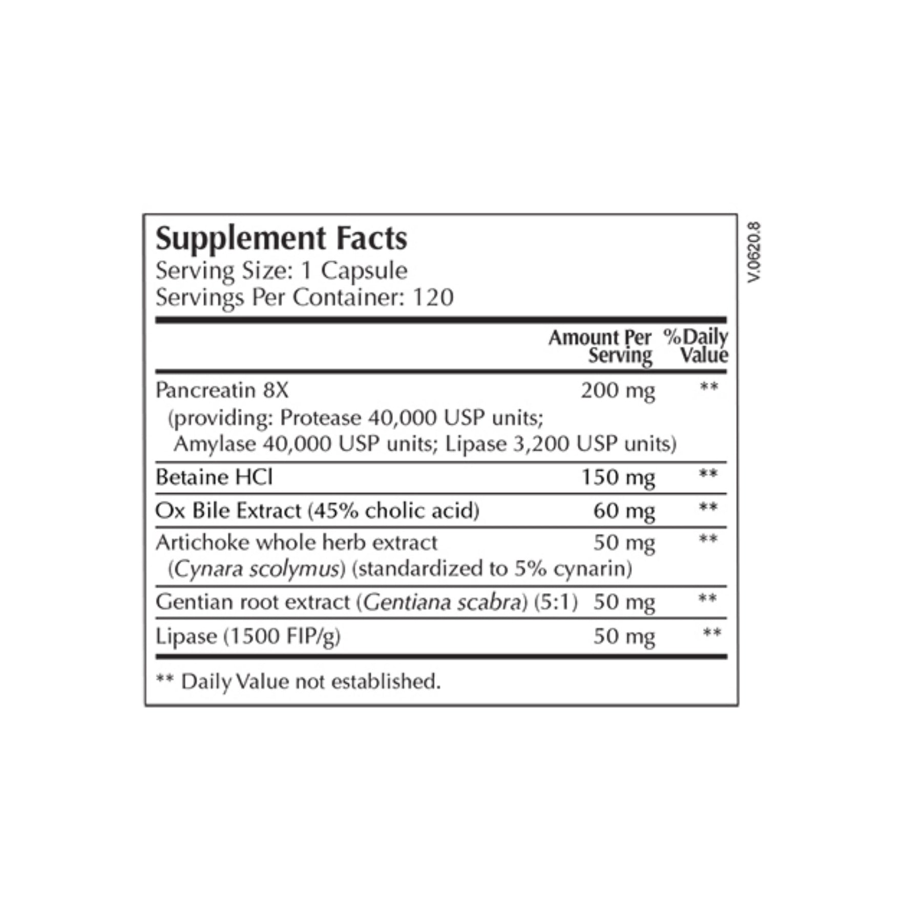 Moss Nutrition Pancreatin Select bottle showing supplement packaging and branding