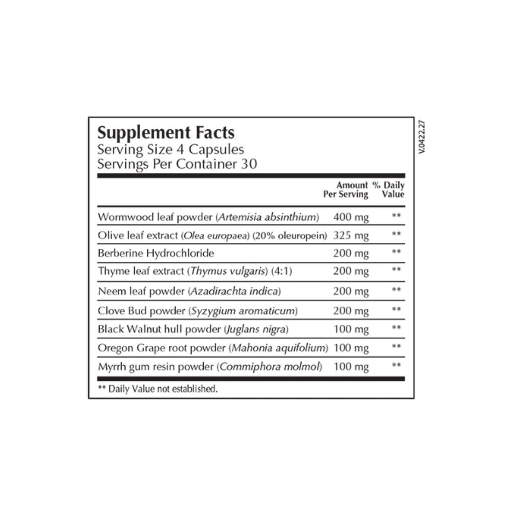 Moss Nutrition ParaBotanic Select bottle showing supplement packaging and branding
